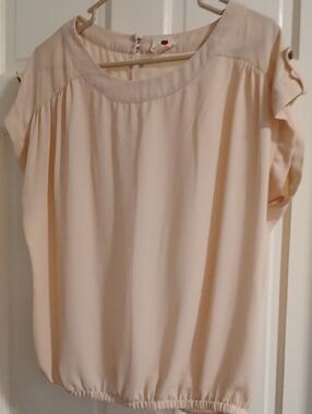 Light Cream/Peach Short Sleeve Blouse - Women's Top